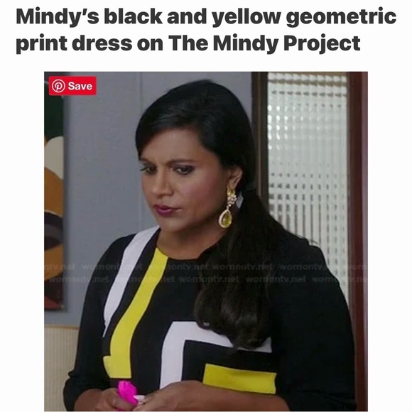 EXCLUSIVELY MISOOK BLACK YELLOW and WHITE DRESS WITH GEOMETRICAL DESIGN LARGE - Picture 8 of 8